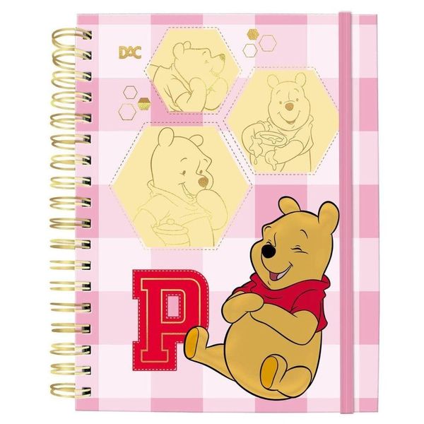 Caderno DAC Smart Mini Ursinho Pooh Capa Dura 80 Folhas Rosa