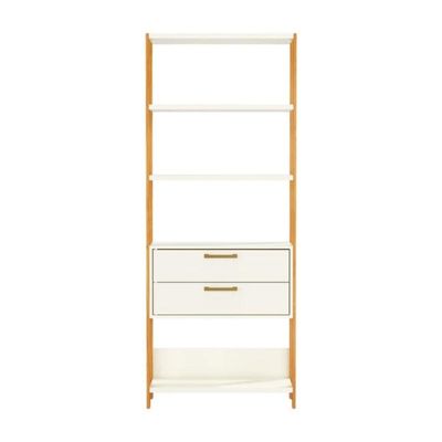 Estante 5 Prateleiras 2 Gavetas Off White Freijó 73x32x185 cm Dalla Costa