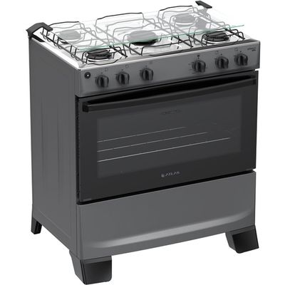 Fogão a Gás 5 Bocas Atlas Mônaco Plus Titanium Bivolt Titanio / Bivolt