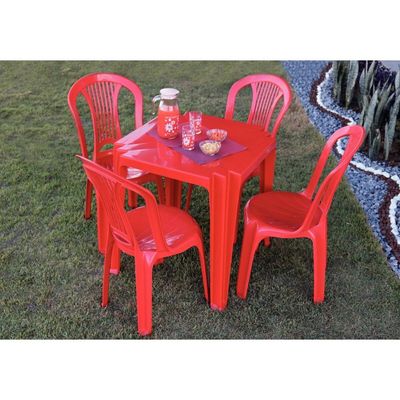Mesa Tramontina Tambaú 68x68x72 cm em Polipropileno Vermelho