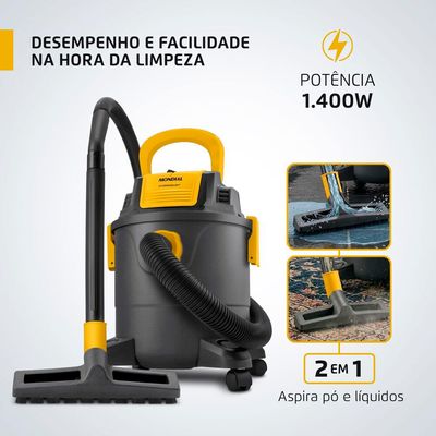 Aspirador de água e Pó Hydrodust Mondial APT-01-12L Preto/Amarelo 220V