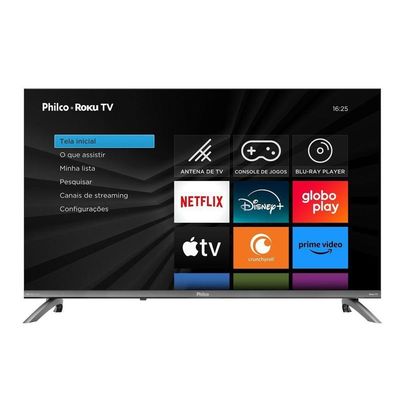 Smart TV Philco P32CRB 32" HD DLED Cinza Roku TV Dolby Audio HDR10 Bivolt