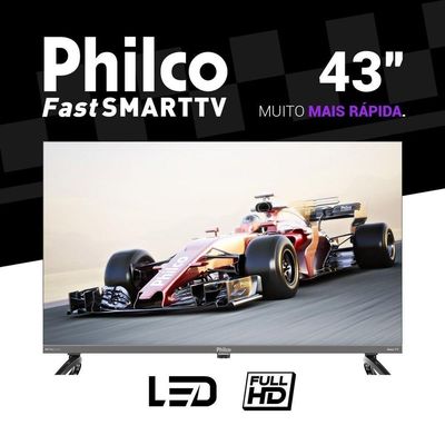 Smart TV Philco P43KRB 43" Full HD QLED Cinza com Roku TV Bivolt