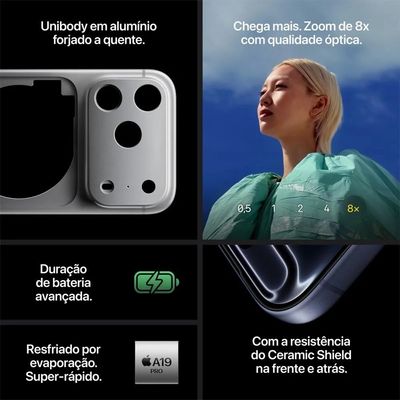 iPhone 17 Pro (256GB) Azul Intenso + Fonte Turbo 20W Original