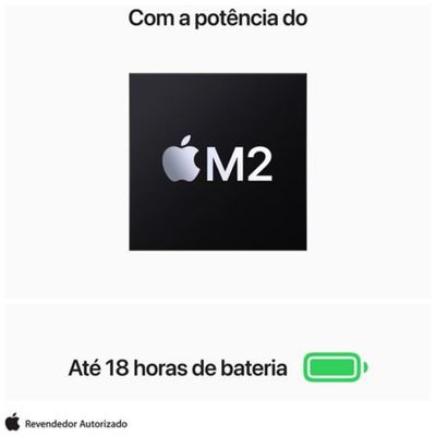Apple MacBook Air 13" M2 (CPU de 8 núcleos e GPU de 8 núcleos, 8GB RAM , 256 GB SSD) - Meia-noite