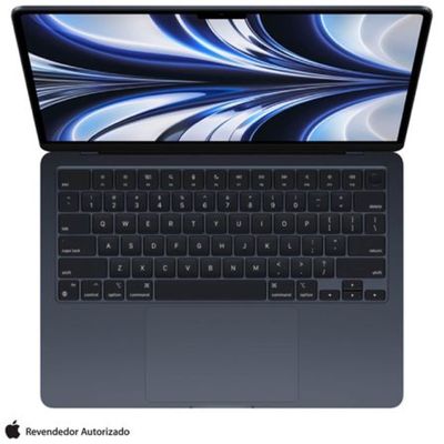 Apple MacBook Air 13" M2 (CPU de 8 núcleos e GPU de 8 núcleos, 8GB RAM , 256 GB SSD) - Meia-noite