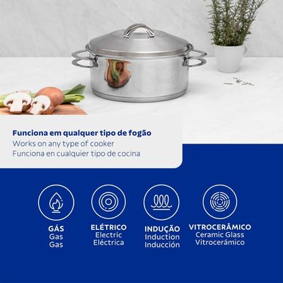 Jogo de Panelas Tramontina Solar 4 Peças Aço Inox Fundo Triplo