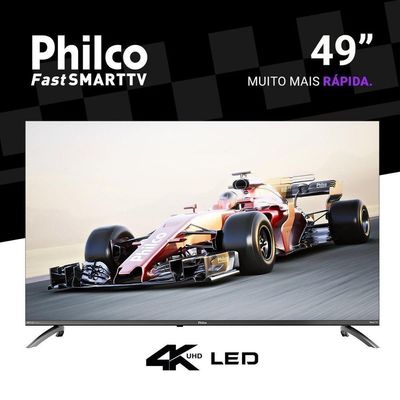 Smart TV Philco P49CRA 49" UHD 4K DLED Cinza com Roku TV HDR10 Bivolt