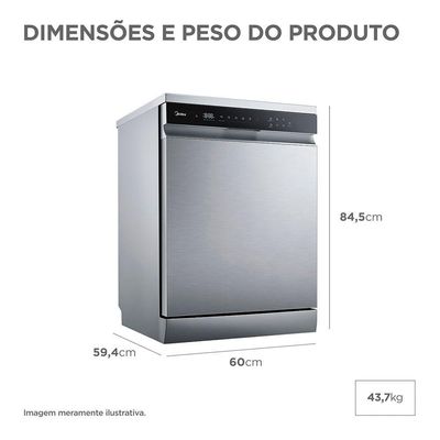 Lava-Louças Midea MDWEF1633GSS2 16 Serviços Smart Home Inox 220V