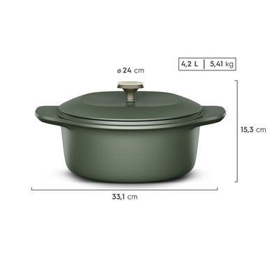 Panela de Ferro Fundido Esmaltado Caçarola Electrolux 24cm verde Linha 100 Anos Celebre Encontros