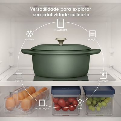Panela de Ferro Fundido Esmaltado Caçarola Electrolux 24cm verde Linha 100 Anos Celebre Encontros