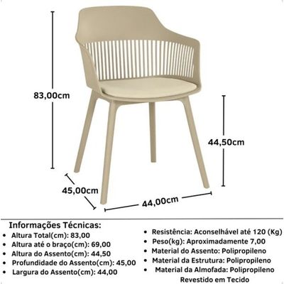 Mesa de Jantar Eiffel Preto 110cm + 4 Cadeiras Marcela Nude