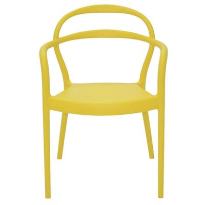 Kit 4 Cadeiras Amarelas com Braços Plásticas Tramontina Summa Sissi Mesa de Jantar