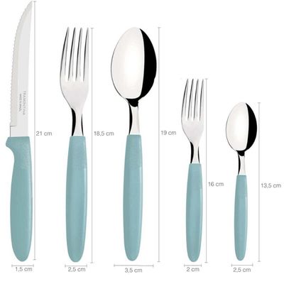 Faqueiro Jogo de Talheres 30 Peças de Aço Inox Ipanema Tramontina Verde Menta