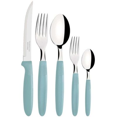 Faqueiro Jogo de Talheres 30 Peças de Aço Inox Ipanema Tramontina Verde Menta