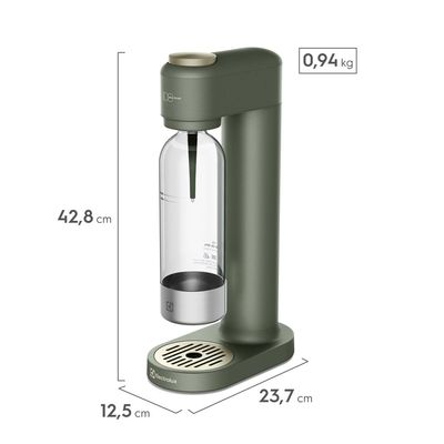 Gaseificador de Água Electrolux Cilindro e Garrafa 1L Verde Linha 100 anos Celebre Frescor (ESM100)