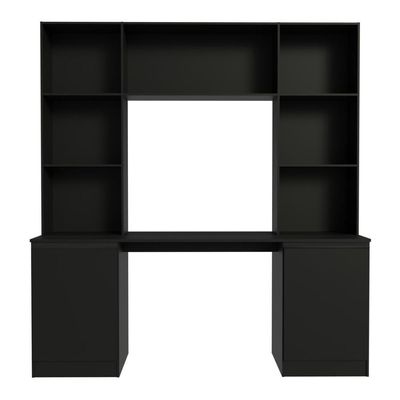Conjunto de Escritório Smart Moderno sem Gavetas MDF-MDP 180CM Preto Multimóveis