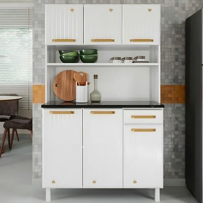 Kit Triplo Diamante New Smart 6 Portas 1 Gaveta Telasul Branco
