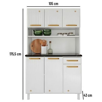 Kit Triplo Diamante New Smart 6 Portas 1 Gaveta Telasul Branco