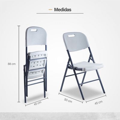 Kit 01 Mesa + 04 Cadeira Portátil Dobrável Loomber Branco