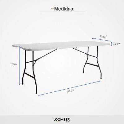 Kit 02 Mesa + 08 Cadeira Portátil Dobrável Loomber Branco