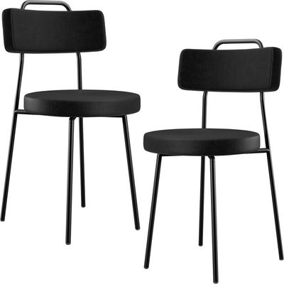 Kit 02 Cadeiras Decorativas Para Sala De Jantar Barcelona F01 Couríssimo Preto - Lyam Decor