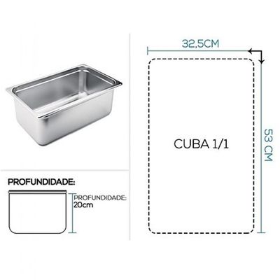 Kit 6 Cubas Gastronomica Inox 1/1x200mm com tampas Brasinox