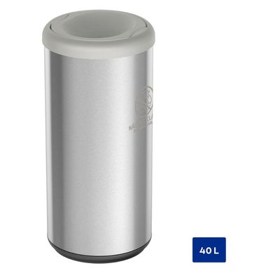 Lixeira Inox Tramontina Piemonte 40 Litros Scotch Brite e Tampa Basculante Cinza OUTLET
