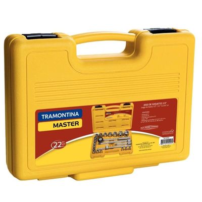 Jogo de Soquetes Sextavados Catraca Aço Crv Maleta 22 Peças Encaixe 1/2" Master Tramontina