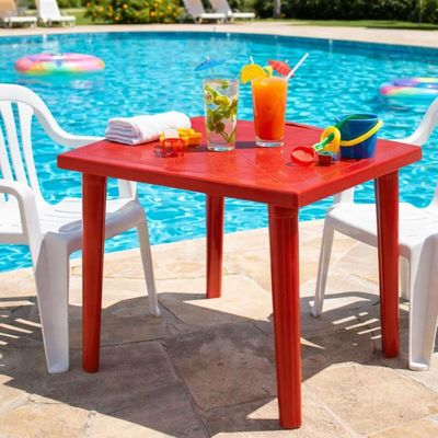 Mesa Tramontina Plástico Vermelha Desmontável 80,5x72cm Summa Sancho Polipropileno