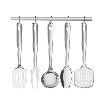 Jogo de Utensílios Tramontina Extrata Aço Inox com Suporte de Parede 5 Pçs