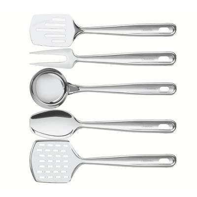Jogo de Utensílios Tramontina Extrata Aço Inox com Suporte de Parede 5 Pçs