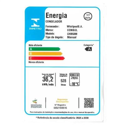 Freezer Conul 528L 2 Portas CHB53MBANA Horizontal 127V Branco / 110V