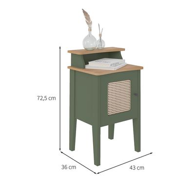 Mesa Lateral Retangular Charlotte 1 PT Verde Menta e Carvalho