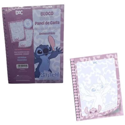 Bloco de Papel de Carta DAC Smart Universitário Stitch 20CM X 27,5CM 48 Folhas Azul