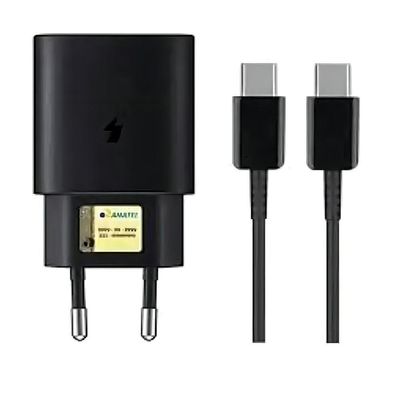 Carregador Elétrico Bivolt MDM Compatível com Smartphones Type C Turbo USB-A e PD Preto com Cabo