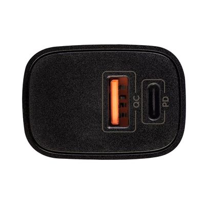 Carregador Elétrico Bivolt MDM Compatível com Smartphones Type C Turbo USB-A e PD Preto com Cabo