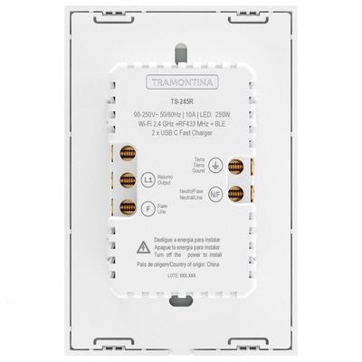 Interruptor Touch 1 Canal e Tomada Universal Smart Branco Tramontina