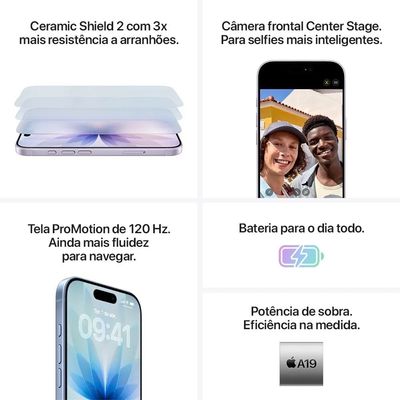 iPhone 17 Apple (256GB) Branco + Fonte Turbo 20W Original