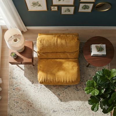 Sofá Compactado Plush 1 Lugar Cazedis Amarelo
