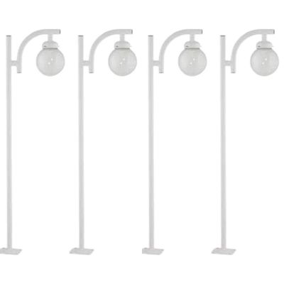 Kit 4 Postes para Iluminação Bivolt Branco SEM Globo Alumínio 2m Praça Global Dital