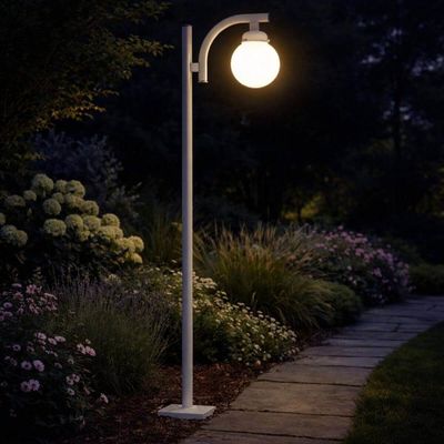 Kit 4 Postes para Iluminação Bivolt Branco SEM Globo Alumínio 2m Praça Global Dital