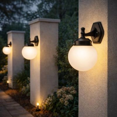 Kit 8 Luminárias de Parede Globo Arandelas Decorativas Jardins Dital Corredores Caminhos Luminosos