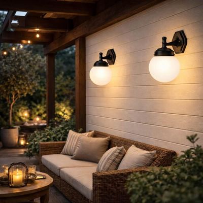 Kit 8 Luminárias de Parede Globo Arandelas Decorativas Jardins Dital Corredores Caminhos Luminosos