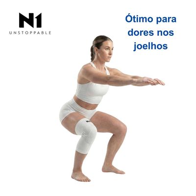 N1 Sport Joelheira Linha PRÓ Branca Tamanho GG com Compressã