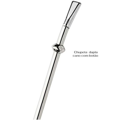 Bomba Inox Desmontável Com Botão Chupeta Dupla Bojo Redondo Cano De 8mmx23Cm