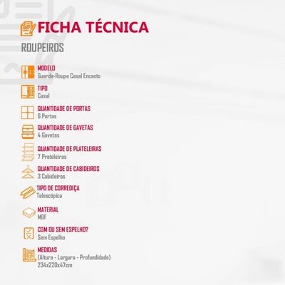 Guarda Roupa Casal Encanto 100% MDF 6 Portas e 4 Gavetas Rufato Imbuia
