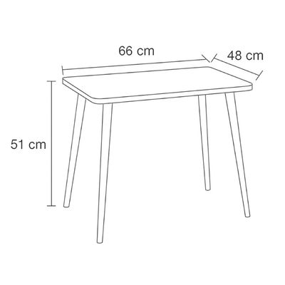 Mesa Infantil João e Maria em Madeira Maciça 66x48x51cm Natural Acetinado Piratini
