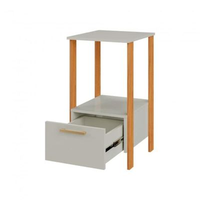 Mesa Auxiliar 1 Gaveta em MDF 40x46x75cm Off White Freijó Dalla Costa