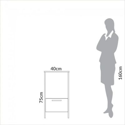Mesa Auxiliar 1 Gaveta em MDF 40x46x75cm Off White Freijó Dalla Costa